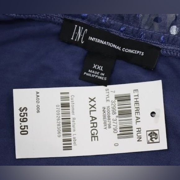 INC International Concepts Women's Blue Sheer Blouse - Picture 2 of 7